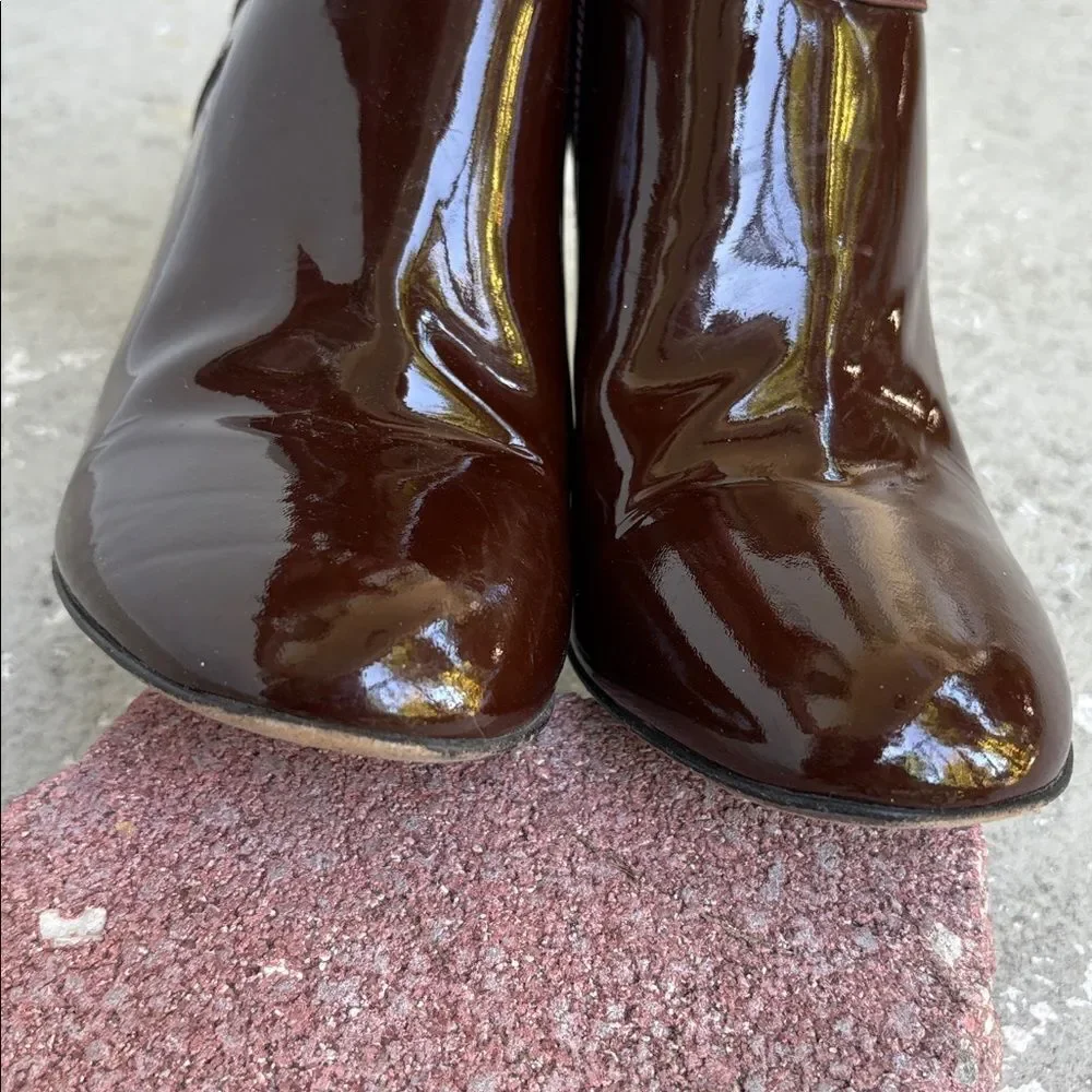 Theory patent leather booties